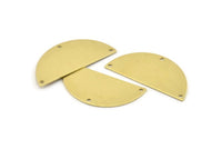 Semi Circle Charm, 8 Raw Brass Half Moon Charms With 3 Holes, Blanks, Connectors (38x17x0.80mm) M509