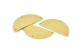 Semi Circle Charm, 8 Raw Brass Half Moon Charms With 3 Holes, Blanks, Connectors (38x17x0.80mm) M509