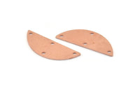 Semi Circle Charm, 12 Raw Copper Half Moon Charms With 4 Holes, Blanks, Connectors (29x11x0.80mm) M434
