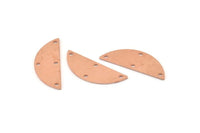 Semi Circle Charm, 12 Raw Copper Half Moon Charms With 4 Holes, Blanks, Connectors (29x11x0.80mm) M434