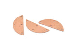 Semi Circle Charm, 12 Raw Copper Half Moon Charms With 4 Holes, Blanks, Connectors (29x11x0.80mm) M434