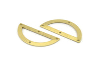 Semi Circle Charm, 8 Raw Brass Half Moon Charms With 4 Holes, Blanks, Connectors (38x17x0.80mm) M520
