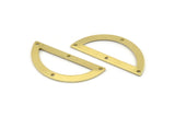 Semi Circle Charm, 8 Raw Brass Half Moon Charms With 4 Holes, Blanks, Connectors (38x17x0.80mm) M520