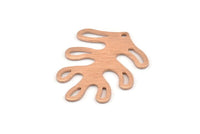 Rose Gold Leaf, 2 Textured Rose Gold Plated Brass Leaf Charms With 1 Hole, Findings (32x25x0.80mm) M484