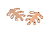 Rose Gold Leaf, 2 Textured Rose Gold Plated Brass Leaf Charms With 1 Hole, Findings (32x25x0.80mm) M484
