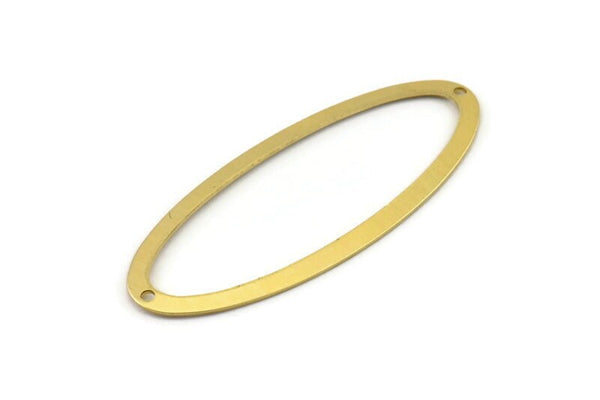 Brass Ellipse Charm, 10 Raw Brass Ellipse Shape Connectors With 2 Holes (59x24x0.70mm) BS 1333