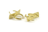 Brass Ring Settings, Raw Brass Claw Ring With 3 Claws For Natural Stones N1122