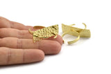 Brass Ring Settings, Raw Brass Claw Ring With 3 Claws For Natural Stones N1122