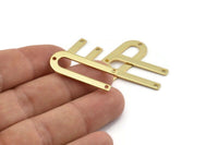Gold U Shaped Charm, 4 Gold Plated Brass U Shaped Charms With 3 Holes, Connectors, Blanks (30x13x0.80mm) M166