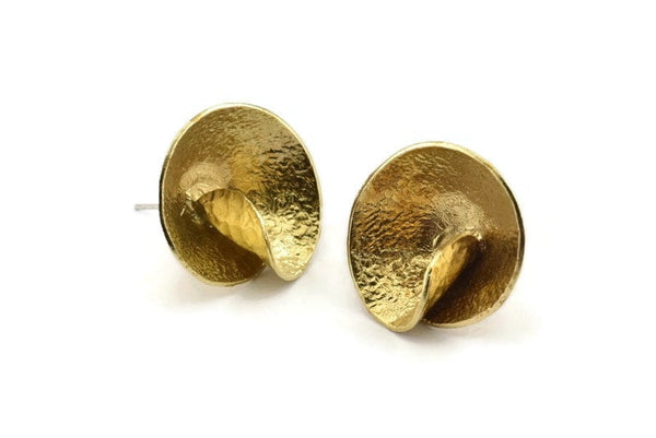 Brass Flower Earring, 2 Raw Brass Flower Stud Earrings (24mm) N1132