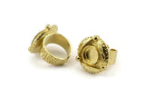 Brass Ring Settings, Raw Brass Adjustable Rings With 1 Stone Settings - Pad Size 10mm N1148
