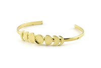 Brass Moon Cuff,  Raw Brass Moon Phases Cuff Stone Setting With 1 Pad -  Pad Size 8mm N1143