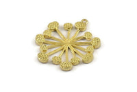 Brass Molecule Charm,  Raw Brass Molecule Charms With 1 Loop, Pendants (39x35mm) N1394