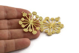 Brass Molecule Charm,  Raw Brass Molecule Charms With 1 Loop, Pendants (39x35mm) N1394