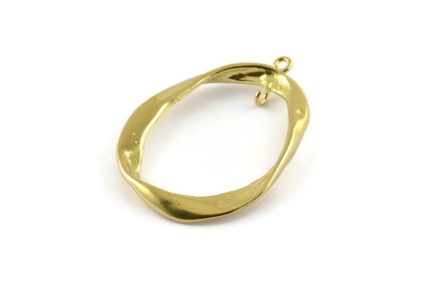 Brass Drop Charm, 2 Raw Brass Drop Charms With 1 Loop, Pendants, Findings (45x32mm) N1156