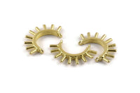 Brass Eyelash Charm, 4 Raw Brass Eyelash Pendants With 2 Loops, Pendants, Earrings (30x19mm) N1153