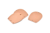 D Shaped Charm, 6 Raw Copper D Shaped Charms With 4 Holes, D Shape Blanks (25x22x0.80mm) M472