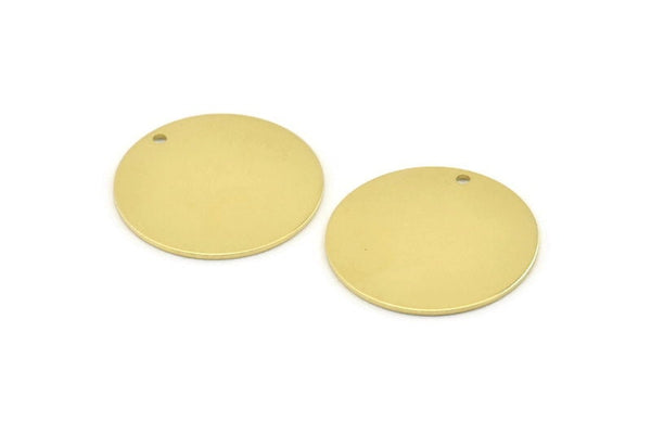 Brass Round Tag, 8 Raw Brass Round Charms With 1 Hole, Stamping Tags (25x0.80mm) M474