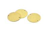 Brass Round Connector, 8 Textured Raw Brass Round Charms With 2 Holes, Stamping Tags (25x0.80mm) M477