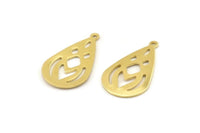 Brass Drop Charm, 12 Raw Brass Drop Charms With 1 Loop (28x16x0.80mm) A1608