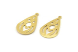 Brass Drop Charm, 12 Raw Brass Drop Charms With 1 Loop (28x16x0.80mm) A1608