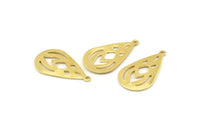 Brass Drop Charm, 12 Raw Brass Drop Charms With 1 Loop (28x16x0.80mm) A1608