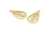 Brass Drop Charm, 12 Raw Brass Drop Charms With 1 Loop (28x16x0.80mm) A1609