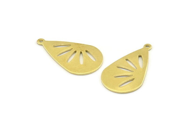 Brass Drop Charm, 12 Raw Brass Drop Charms With 1 Loop (28x16x0.80mm) A1610