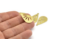 Brass Drop Charm, 12 Raw Brass Drop Charms With 1 Loop (28x16x0.80mm) A1610