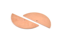 Semi Circle Charm, 6 Raw Copper Half Moon Charms With 1 Hole, Stamping Blank (39x15x0.80mm) M529