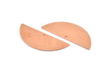 Semi Circle Charm, 6 Raw Copper Half Moon Charms With 1 Hole, Stamping Blank (39x15x0.90mm) M529
