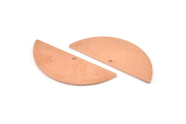 Yarım Daire Charm, 1 Delikli 6 Ham Bakır Yarım Ay Charm, Damgalama Boşluğu (39x15x0,90 mm) M529