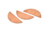 Semi Circle Charm, 6 Raw Copper Half Moon Connectors With 3 Holes, Stamping Blank (39x15x0.90mm) M532