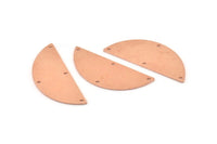Semi Circle Charm, 6 Raw Copper Half Moon Connectors With 4 Holes, Stamping Blank (39x15x0.90mm) M533