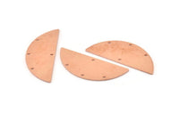 Semi Circle Charm, 6 Raw Copper Half Moon Connectors With 4 Holes, Stamping Blank (39x15x0.90mm) M534