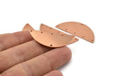 Semi Circle Charm, 6 Raw Copper Half Moon Connectors With 6 Holes, Stamping Blank (39x15x0.90mm) M536
