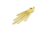 Brass Fringed Charm, 2 Raw Brass Fringed Charms With 1 Loop - Pad Size 6mm  (47x18x2mm) N1369
