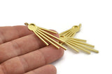 Brass Fringed Charm, 2 Raw Brass Fringed Charms With 1 Loop - Pad Size 6mm  (47x18x2mm) N1369