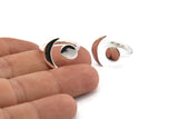 Universe Cosmos Ring, 925 Silver Moon And Planet Rings - Round Cabochon Size: 8mm N0084
