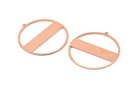 Huge Round Charm, 2  Raw Copper Round Stamping Blanks With 1 Loop (45x43x0.90mm) M543
