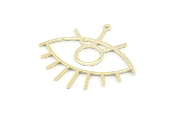 Silver Eye Charm, 4 925 Sterling Silver Plated Brass Eye Charms With 1 Loop, Pendants, Earrings (42x38x1mm) D0649 Q0748