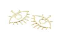Silver Eye Charm, 4 925 Sterling Silver Plated Brass Eye Charms With 1 Loop, Pendants, Earrings (42x38x1mm) D0649 Q0748