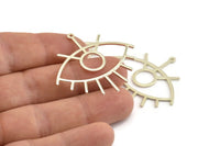 Silver Eye Charm, 4 925 Sterling Silver Plated Brass Eye Charms With 1 Loop, Pendants, Earrings (42x38x1mm) D0649 Q0748