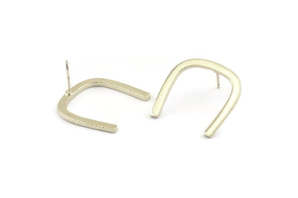 Abstract Earring Findings, 2 925 Sterling Silver Plated U Shape Stud Earrings (27x25x1.5mm) BS 1975 H1682