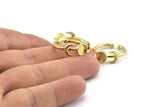 Brass Ring Settings, 3 Raw Brass Moon And Planet Ring With 1 Stone Setting - Pad Size 6mm N1159