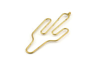 Wire Cactus Earring Findings, 2 Raw Brass Wire Cactus Earring Findings, Jewelry Supplies, Findings, Charms (64x28x1mm) Bs 1700