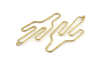 Wire Cactus Earring Findings, 2 Raw Brass Wire Cactus Earring Findings, Jewelry Supplies, Findings, Charms (64x28x1mm) Bs 1700