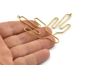Wire Cactus Earring Findings, 2 Raw Brass Wire Cactus Earring Findings, Jewelry Supplies, Findings, Charms (64x28x1mm) Bs 1700