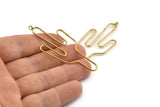 Wire Cactus Earring Findings, 2 Raw Brass Wire Cactus Earring Findings, Jewelry Supplies, Findings, Charms (64x28x1mm) Bs 1700