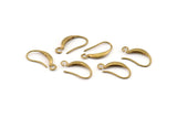 Brass Ear Hooks, 12 Raw Brass Earring Wires, Earring Hooks (18x10mm) BS 1711